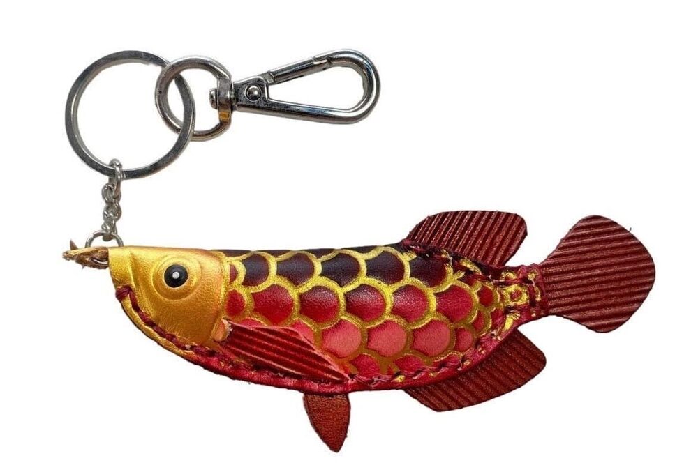 6068 Handmade Leather Arowana Fish Keychain,Keychain Leather, Keychain